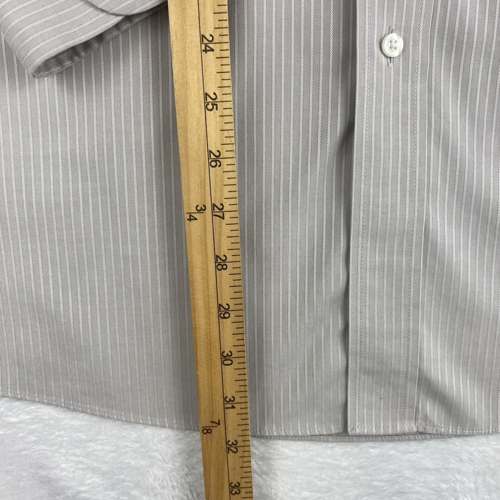 Roundtree & Yorke Gold Label Dress Shirt Mens 16-33 Beige Stripes Non Iron Dobby - Picture 4 of 7